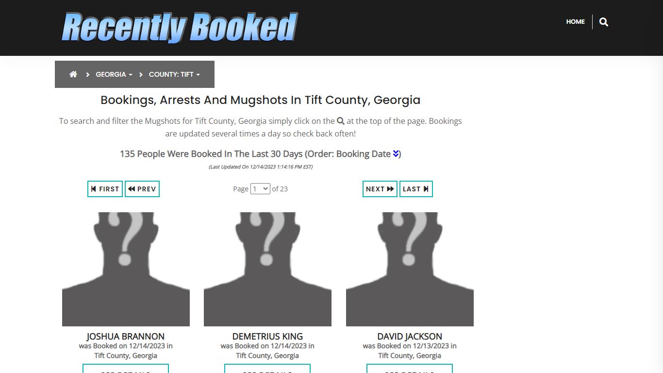 Recent bookings, Arrests, Mugshots in Tift County, Georgia